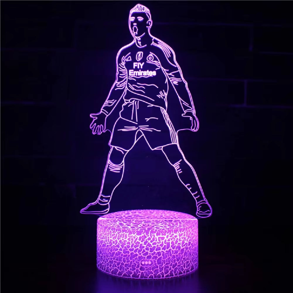 Footballer Cristiano Nathan LED 3D Night Light 16 Colors Variable Visual Lighting Living Room Home Decor Gift for Fans