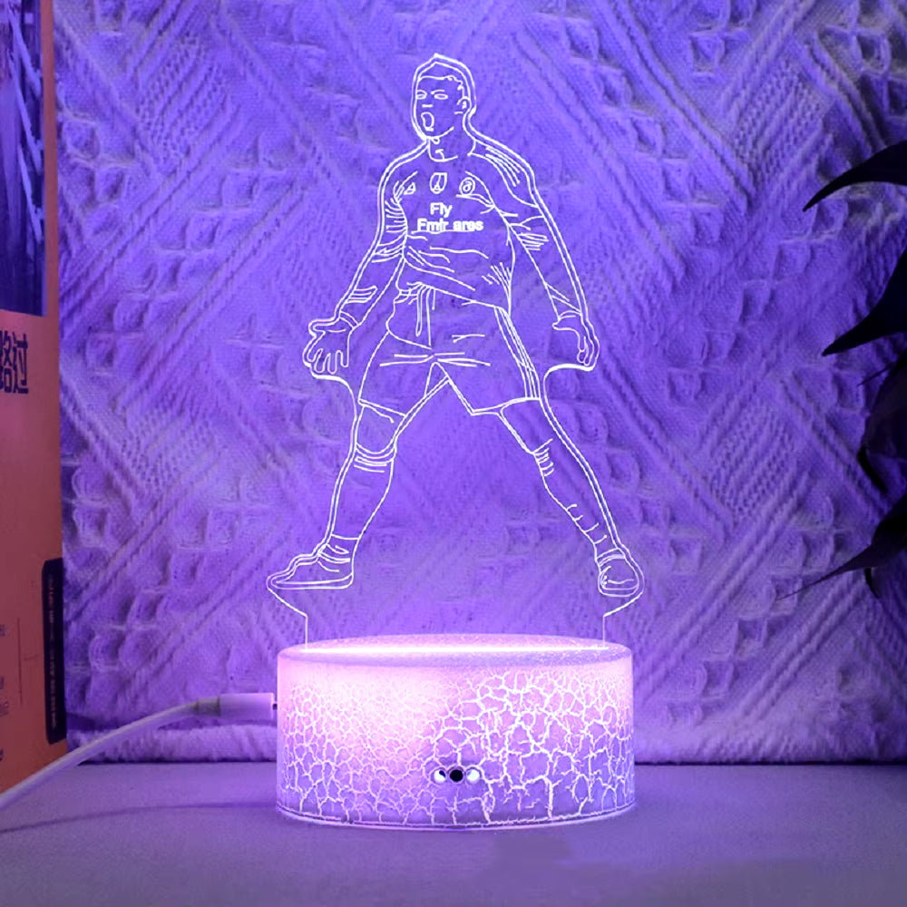 Footballer Cristiano Nathan LED 3D Night Light 16 Colors Variable Visual Lighting Living Room Home Decor Gift for Fans