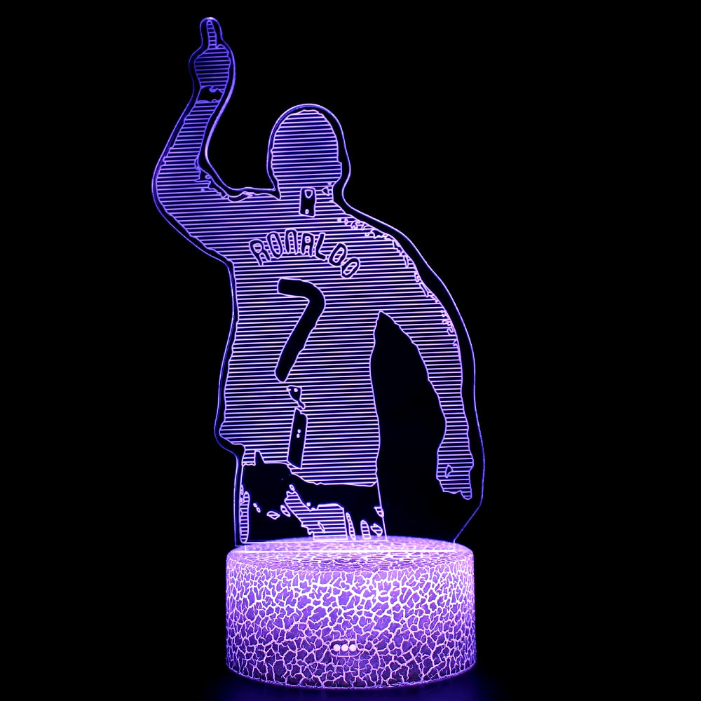 Footballer Cristiano Nathan LED 3D Night Light 16 Colors Variable Visual Lighting Living Room Home Decor Gift for Fans
